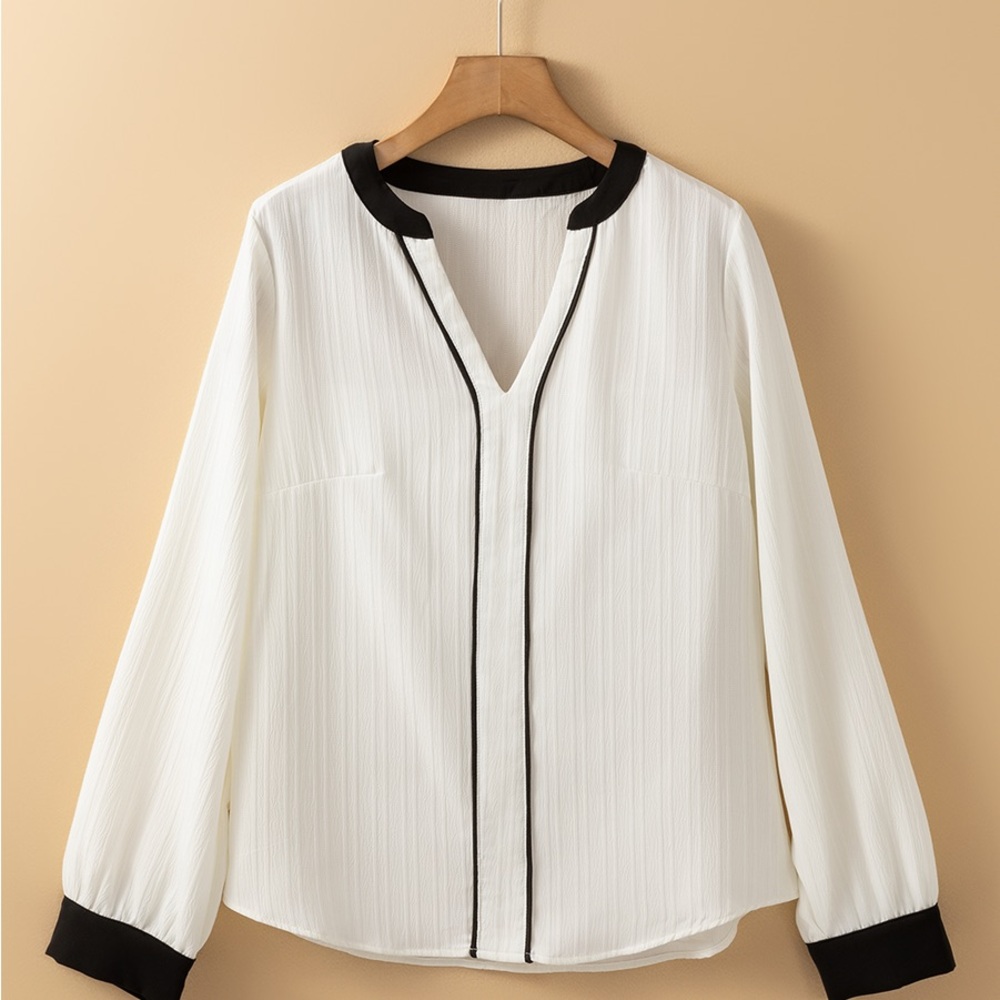 Elegant White and Black Women's Top - Picture 1 of 5